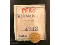 Златна монета Перу 1918