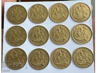12БР Златна монета Британски 1/2 Суверен 1893-1901г Виктория