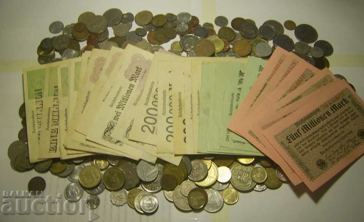 MEGALOT 521 coins and banknotes