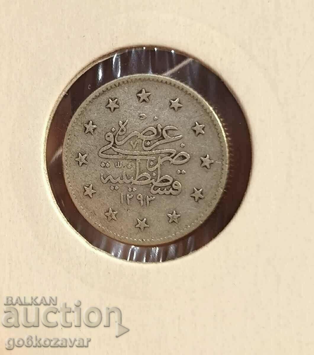 Οθωμανική Αυτοκρατορία 2 kurusha silver 1293-1876 έτος 28