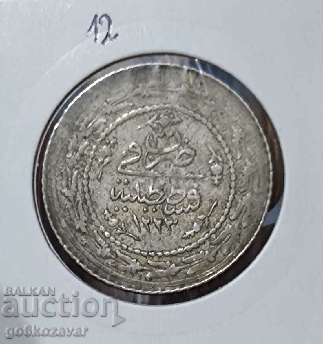 Ottoman Empire 1.1/2 Kurush 1223-1808 Silver 32y Rare RR