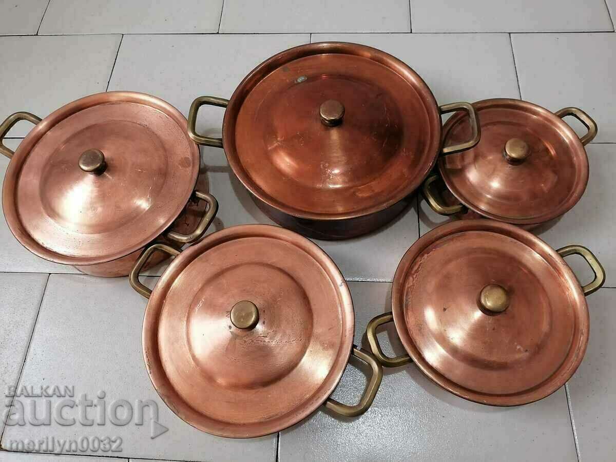 Меден сервиз медни тенджери с капаци чайник бакър с цена € 279.00 | 545.68 лв.