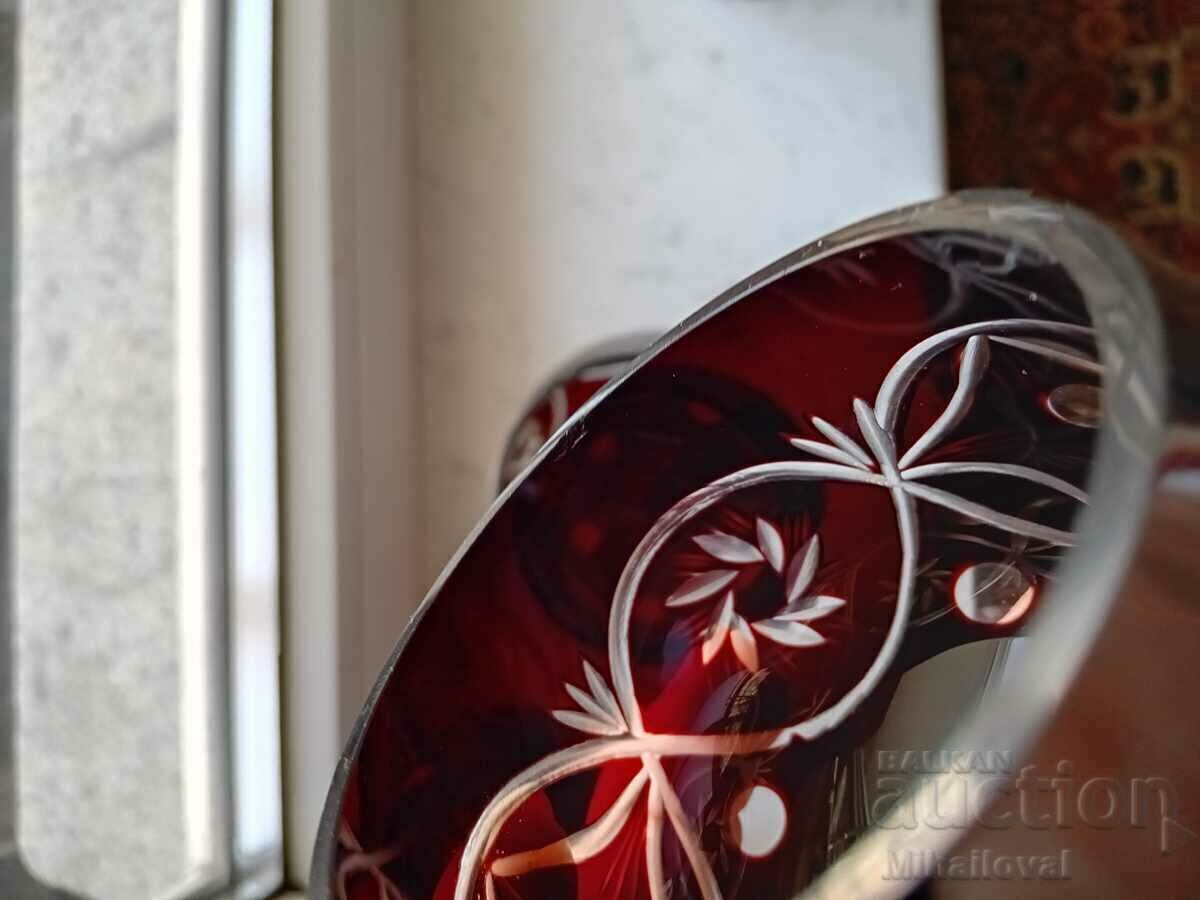 Auction Red crystal 3 glasses for cognac Auction Red crystal 3 glasses for cognac