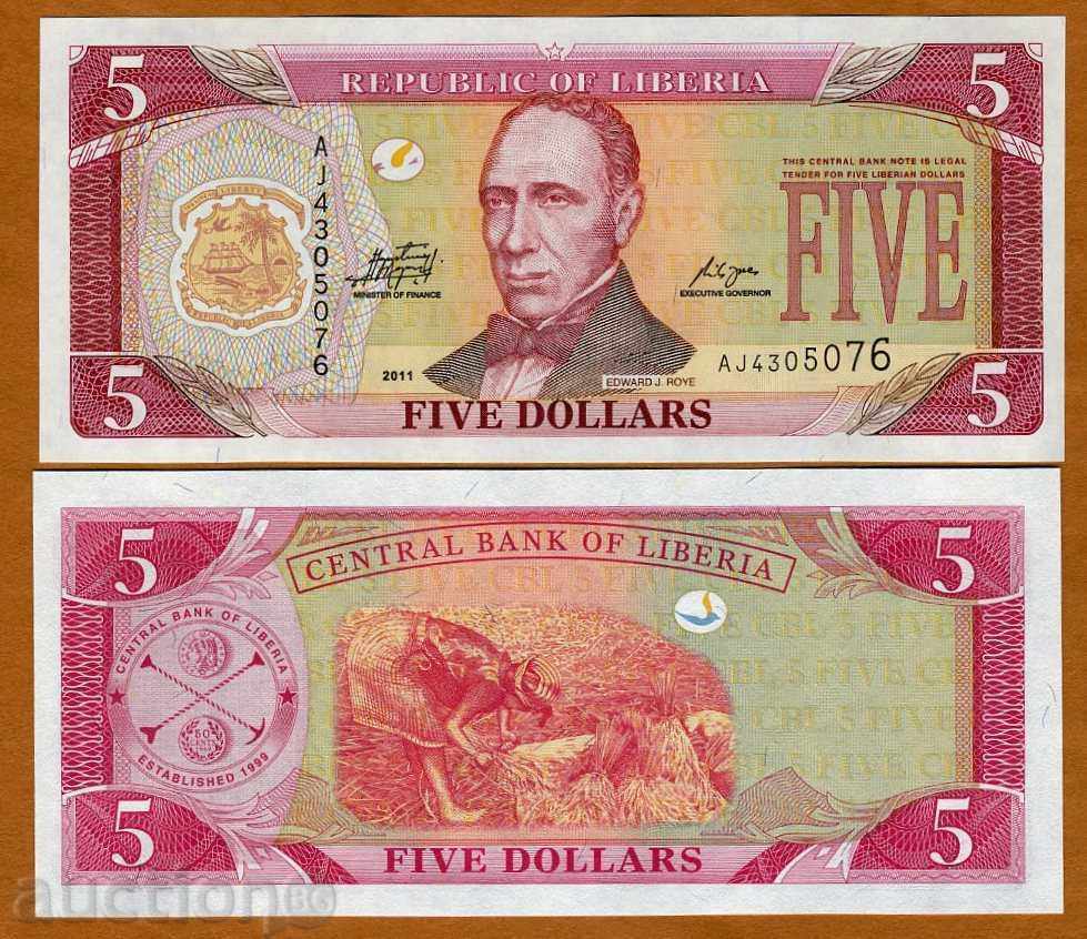 +++ LIBERIA 5 dolari 2011 P NOU UNC +++