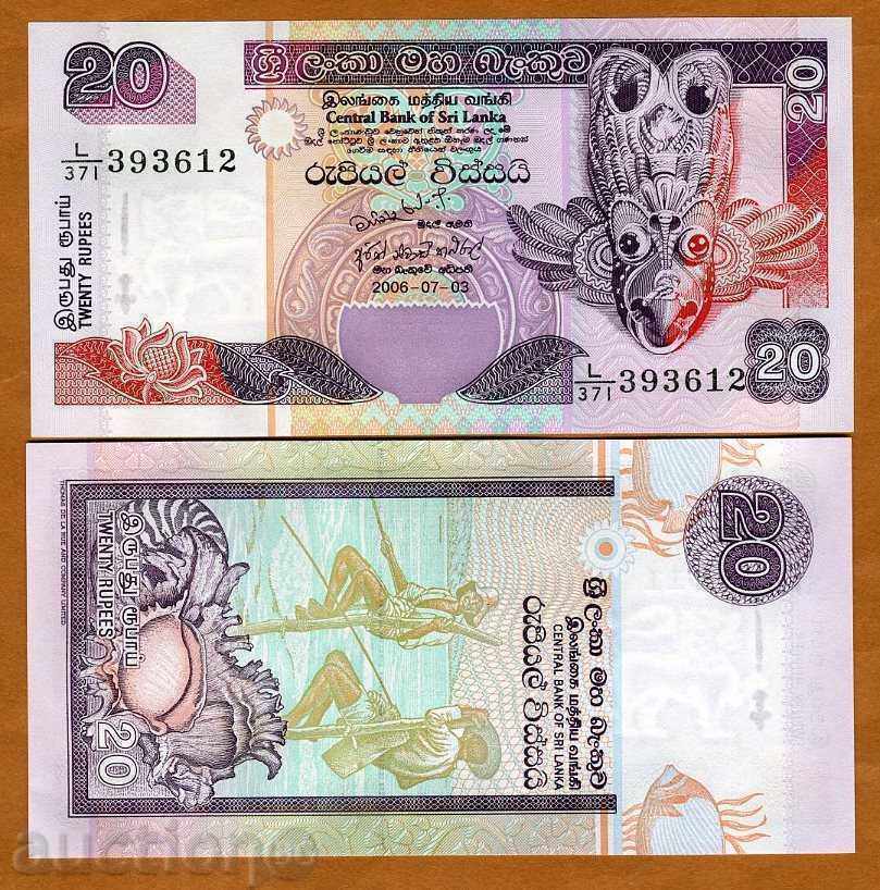 LICITAȚII Zorba SRI LANKA 20 rupii 2006 UNC