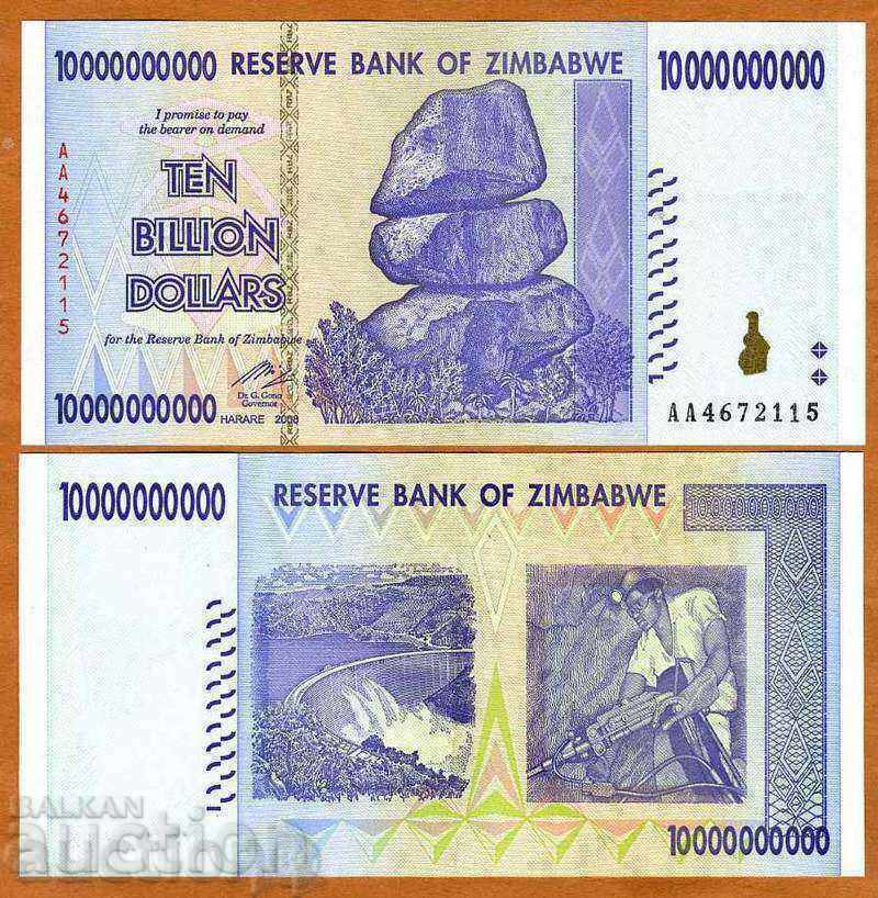 ZORBA TOP AUCTIONS ZIMBABVE 10 BILION 2008 UNC