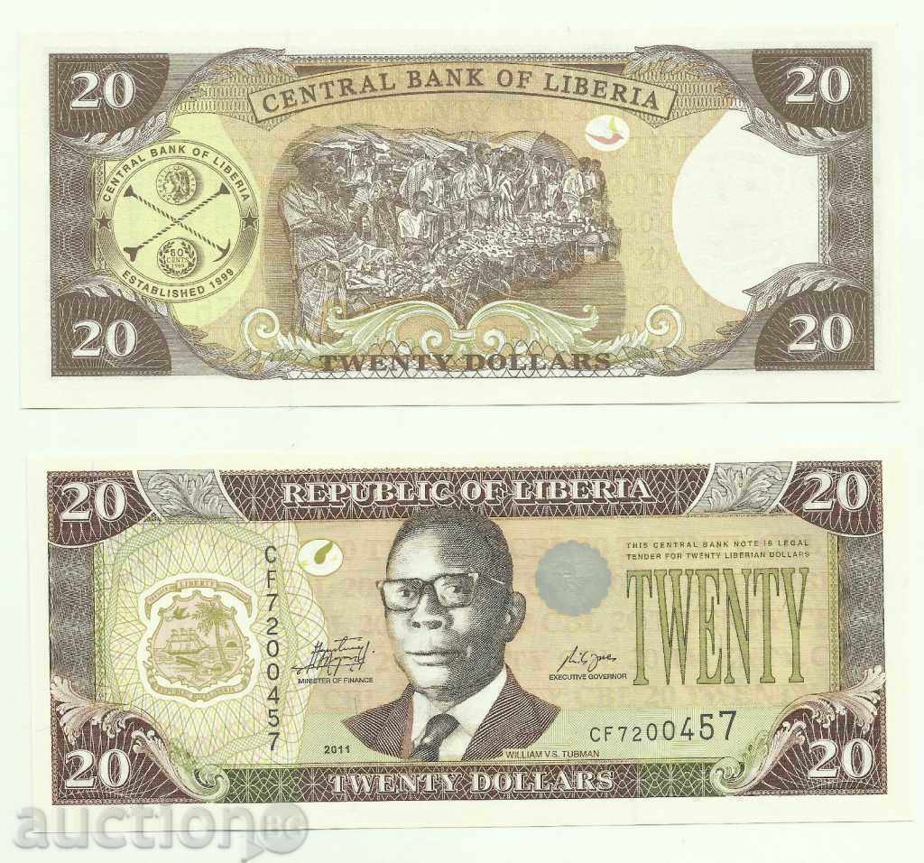 LUXURY AUCTIONS LIBERIA 20 DOLLARS 2011 UNC