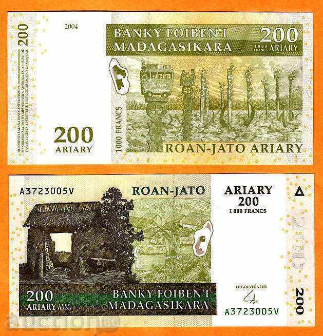 Zorba LICITAȚII MADAGASCAR 200 Ariary 2004 UNC