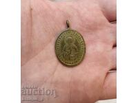 Imperial Russia - Orthodox Brass Medallion - St. Panteleimon