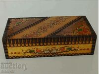 Old wooden pyrographed box from Sotsa 19/9/5 cm