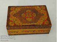 Old wooden pyrographed box from Sotsa 13/9/4.5 cm