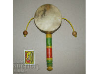 Chinese hand drum with handle and 2 balls, excellent