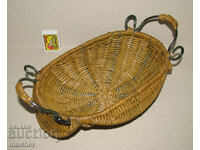 Metal and Rattan Hand Woven Paner Pan with Handles Excellent
