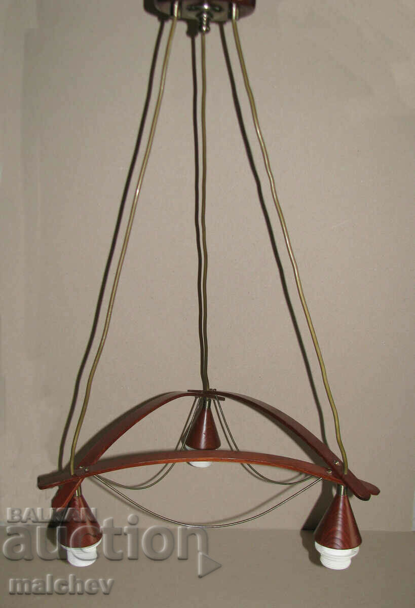 Modern wood and metal chandelier 70/45 cm trio, excellent