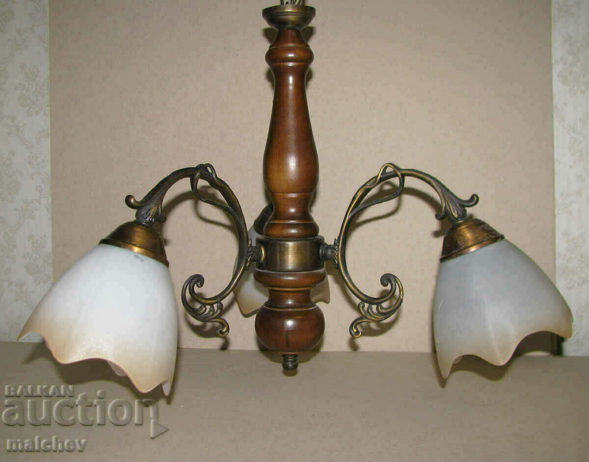 Old baroque chandelier wood and metal 65/50 cm trio excellent