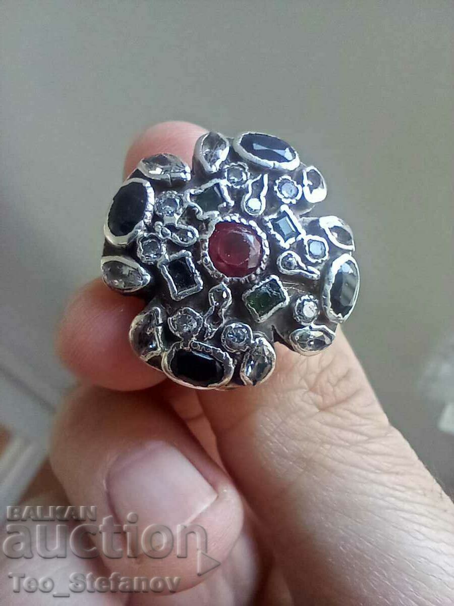Women's silver ring with stones