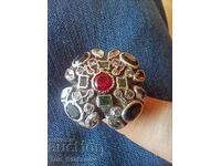 Huge silver ring with silver stones