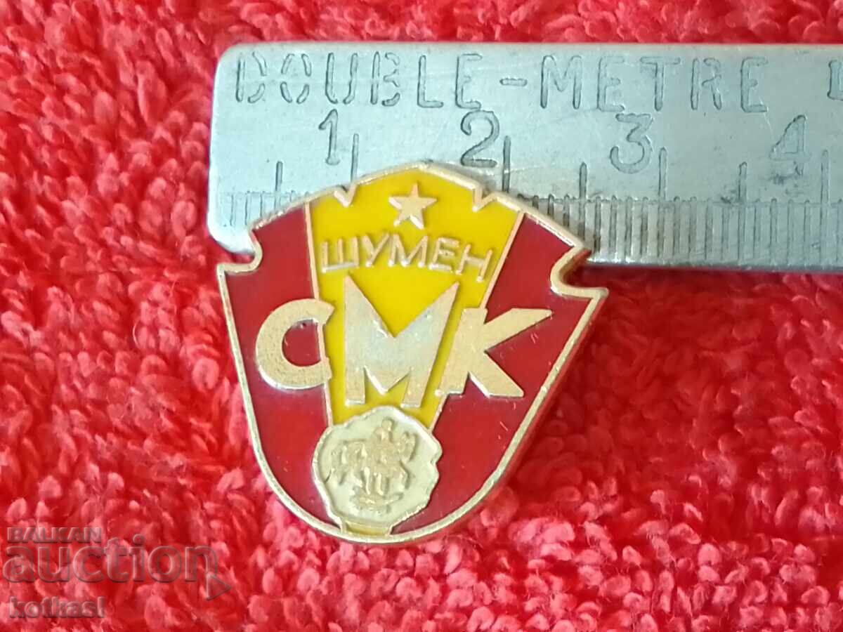 Old metal badge SHUMEN SMK