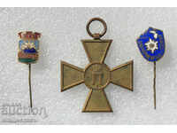 Сръбски военен царски кръст медал Петър I 1913 + значки