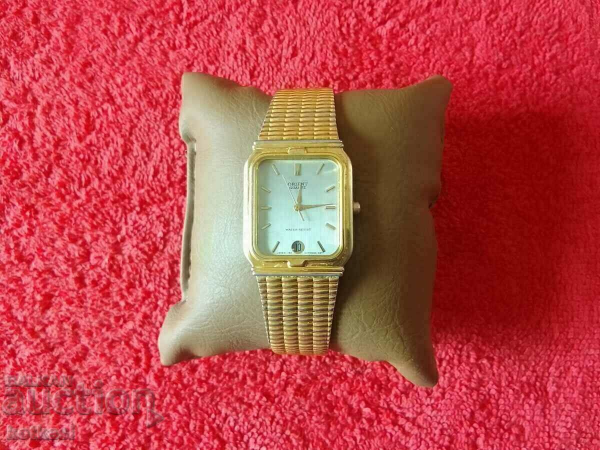 Old manual men's watch ORIENT quartz gilding - 6
