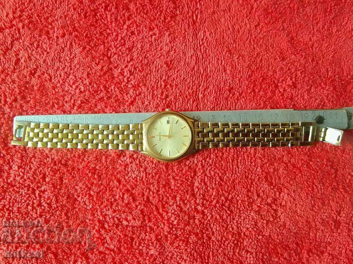 Πολύ παλιό ανδρικό ρολόι χειρός από επιχρυσωμένο χαλαζία SEIKO με τιμή 165.50 BGN | € 84.62