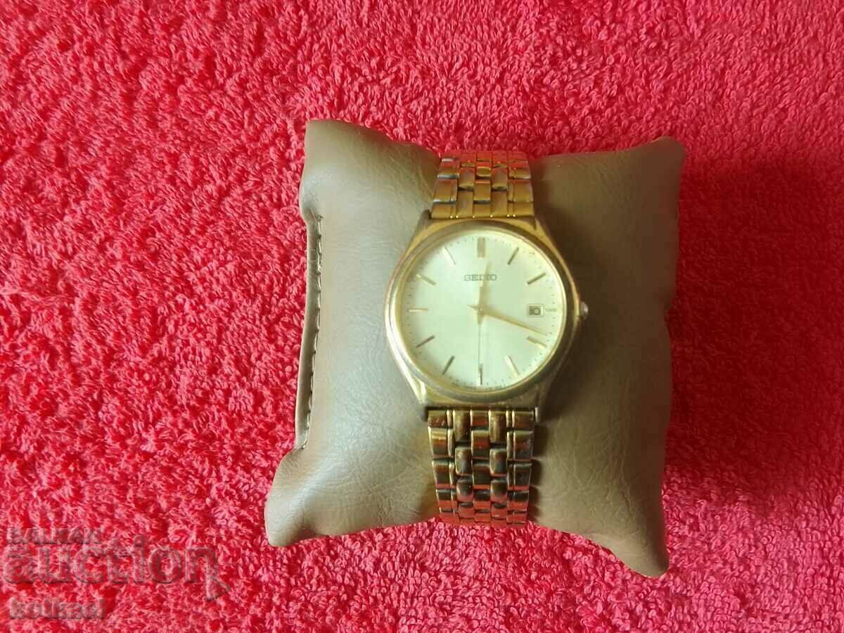 Πολύ παλιό ανδρικό ρολόι χειρός από επιχρυσωμένο χαλαζία SEIKO - 6