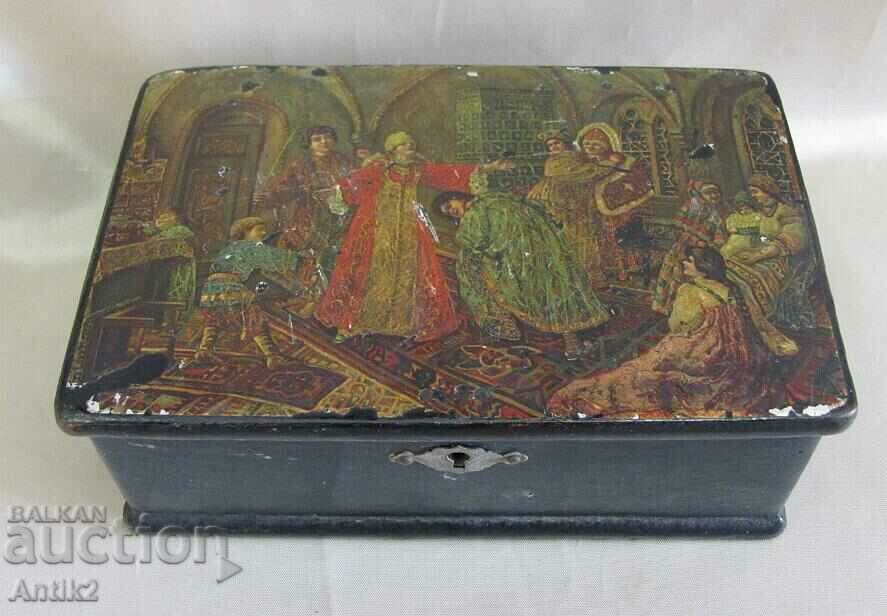 19 век Дървена Кутия за Бижута