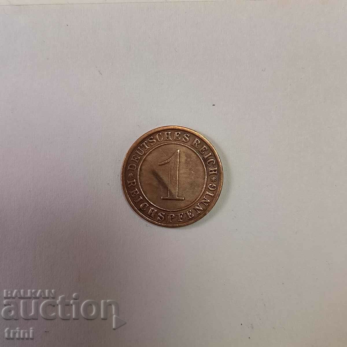 Germany 1 Reich Pfennig 1928 Year 'F' - Stuttgart with price 2.50 BGN | € 1.28