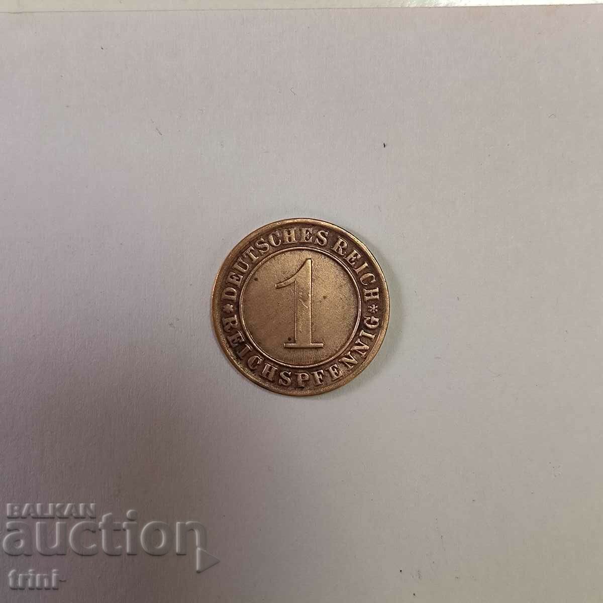 Germany 1 Reich Pfennig 1933 Year 'A' - Berlin with price 2.50 BGN | € 1.28 Germany 1 Reich Pfennig 1933 Year 'A' - Berlin with price 2.50 BGN | € 1.28