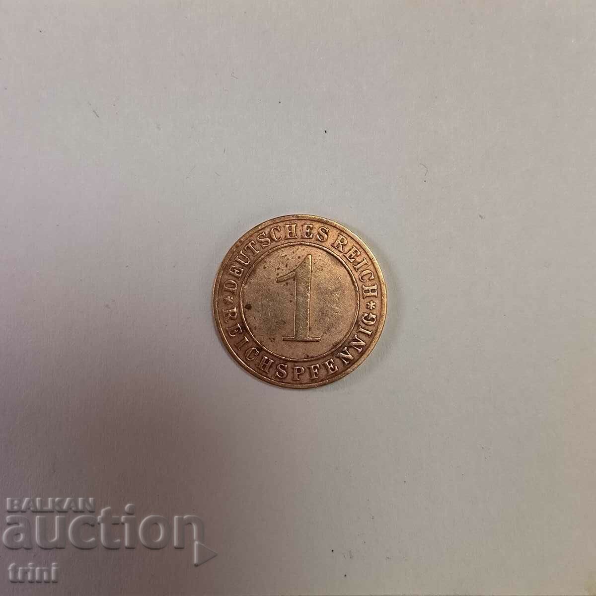 Germany 1 Reich Pfennig 1935 Year 'D' - Munich with price 3.00 BGN | € 1.53 Germany 1 Reich Pfennig 1935 Year 'D' - Munich with price 3.00 BGN | € 1.53