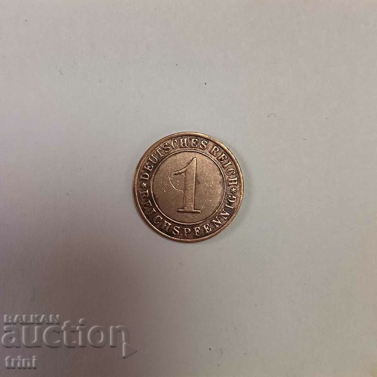 Germany 1 Reich Pfennig 1935 Year 'A' - Berlin with price 3.00 BGN | € 1.53 Germany 1 Reich Pfennig 1935 Year 'A' - Berlin with price 3.00 BGN | € 1.53