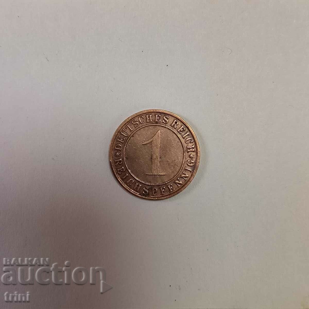 Germany 1 Reich Pfennig 1936 Year 'D' - Munich with price 3.00 BGN | € 1.53 Germany 1 Reich Pfennig 1936 Year 'D' - Munich with price 3.00 BGN | € 1.53