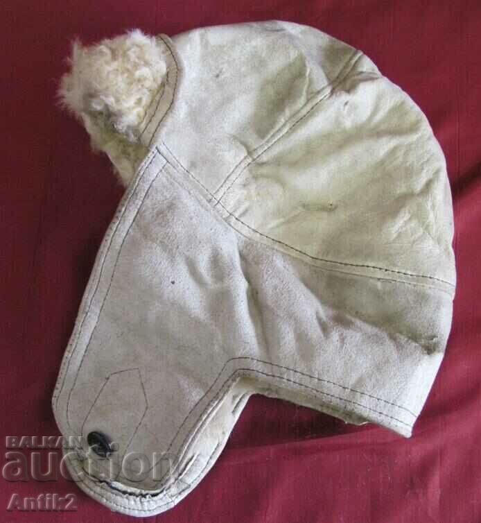 1944 Leather Hat Marked Rare Germany - 5 1944 Leather Hat Marked Rare Germany - 5