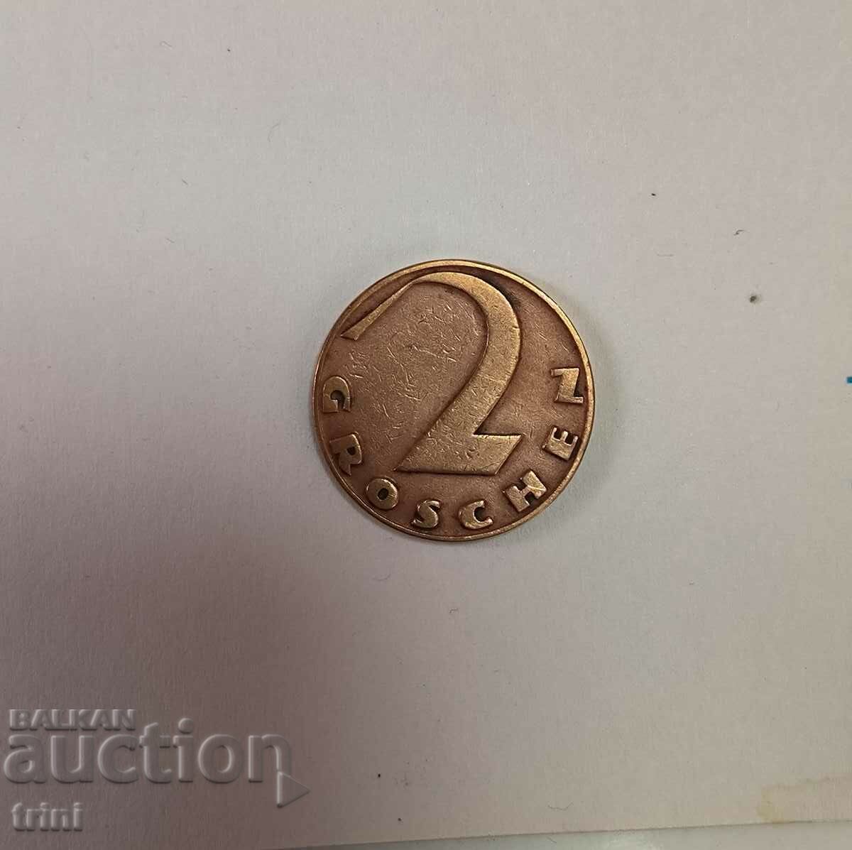 Austria 2 groszy 1926 with price 2.00 BGN | € 1.02