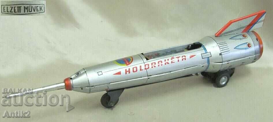Jucărie metalică pentru copii anii 70 - Rachetă cu mecanism Germania