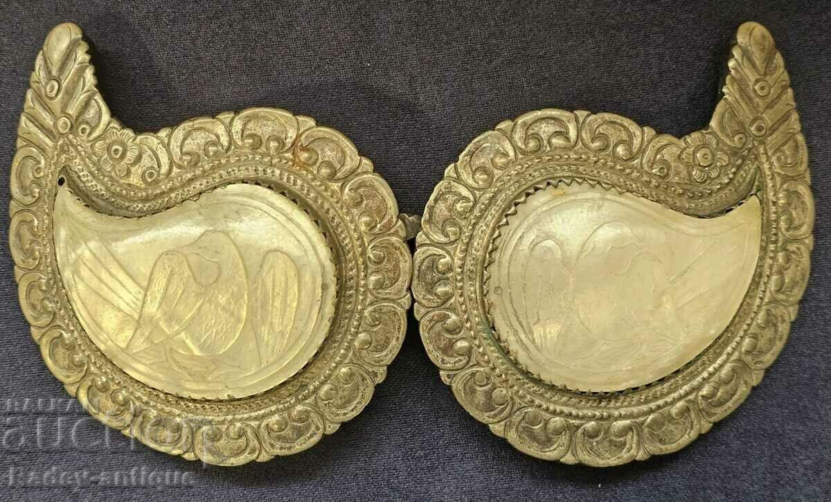 Bulgarian Revival silver pafts with mother-of-pearl