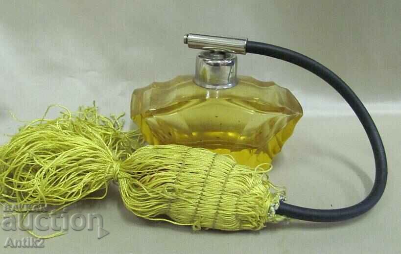 Auction  30s Art Deco Crystal Perfume Bottle - Bohemia