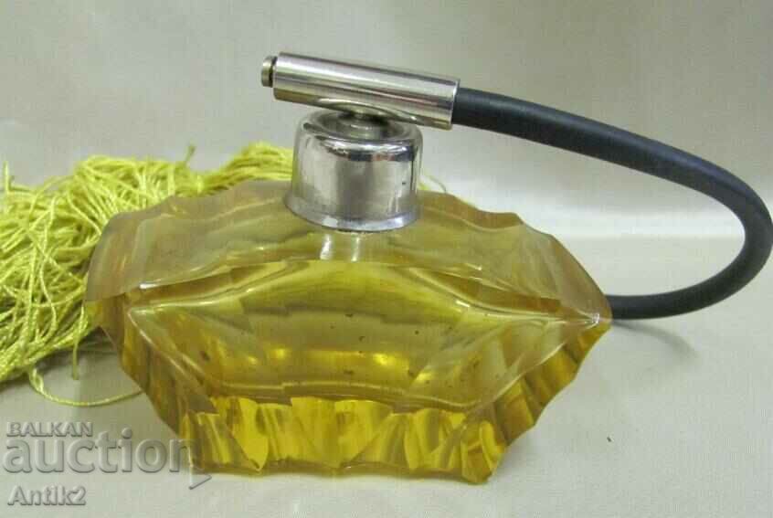 30s Art Deco Crystal Perfume Bottle - Bohemia - 5