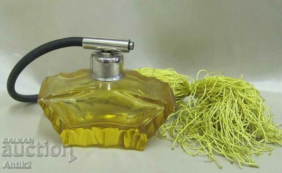 30s Art Deco Crystal Perfume Bottle - Bohemia - 7