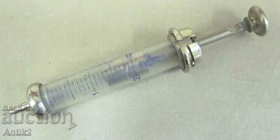 Seringă din al doilea război mondial în recipient metalic 2cc - 6