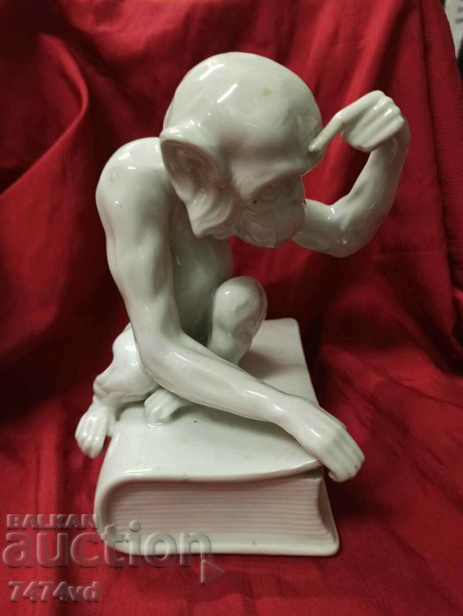 EXTREMELY RARE PORCELAIN PLASTIC DARWIN'S MONKEY with price 400.00 BGN | € 204.52 EXTREMELY RARE PORCELAIN PLASTIC DARWIN'S MONKEY with price 400.00 BGN | € 204.52