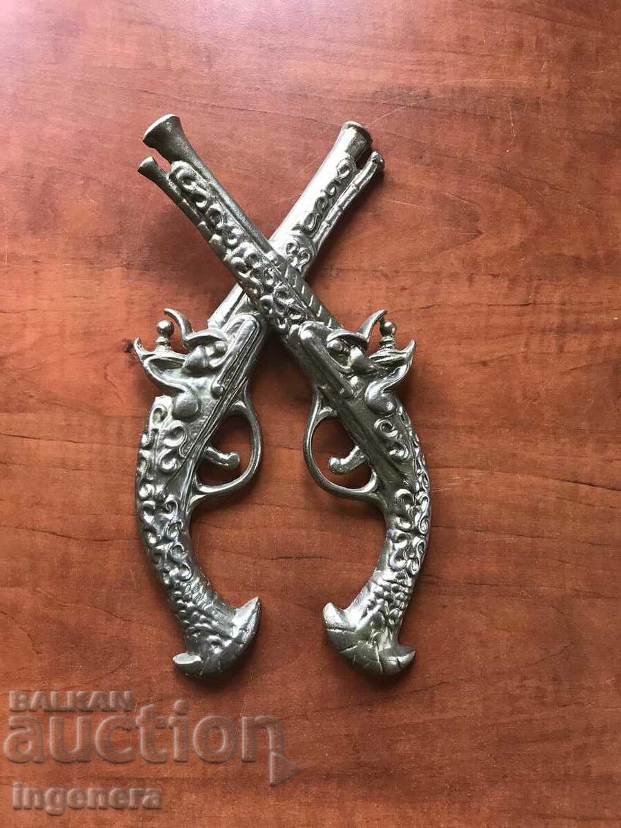 PISTOL GUN CAST BRONZE WALL PANEL NEW 2 PCS. - 5 PISTOL GUN CAST BRONZE WALL PANEL NEW 2 PCS. - 5