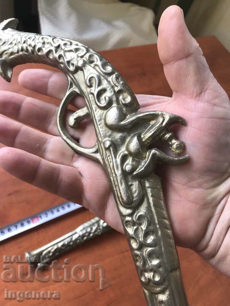 PISTOL GUN CAST BRONZE WALL PANEL NEW 2 PCS. - 7 PISTOL GUN CAST BRONZE WALL PANEL NEW 2 PCS. - 7