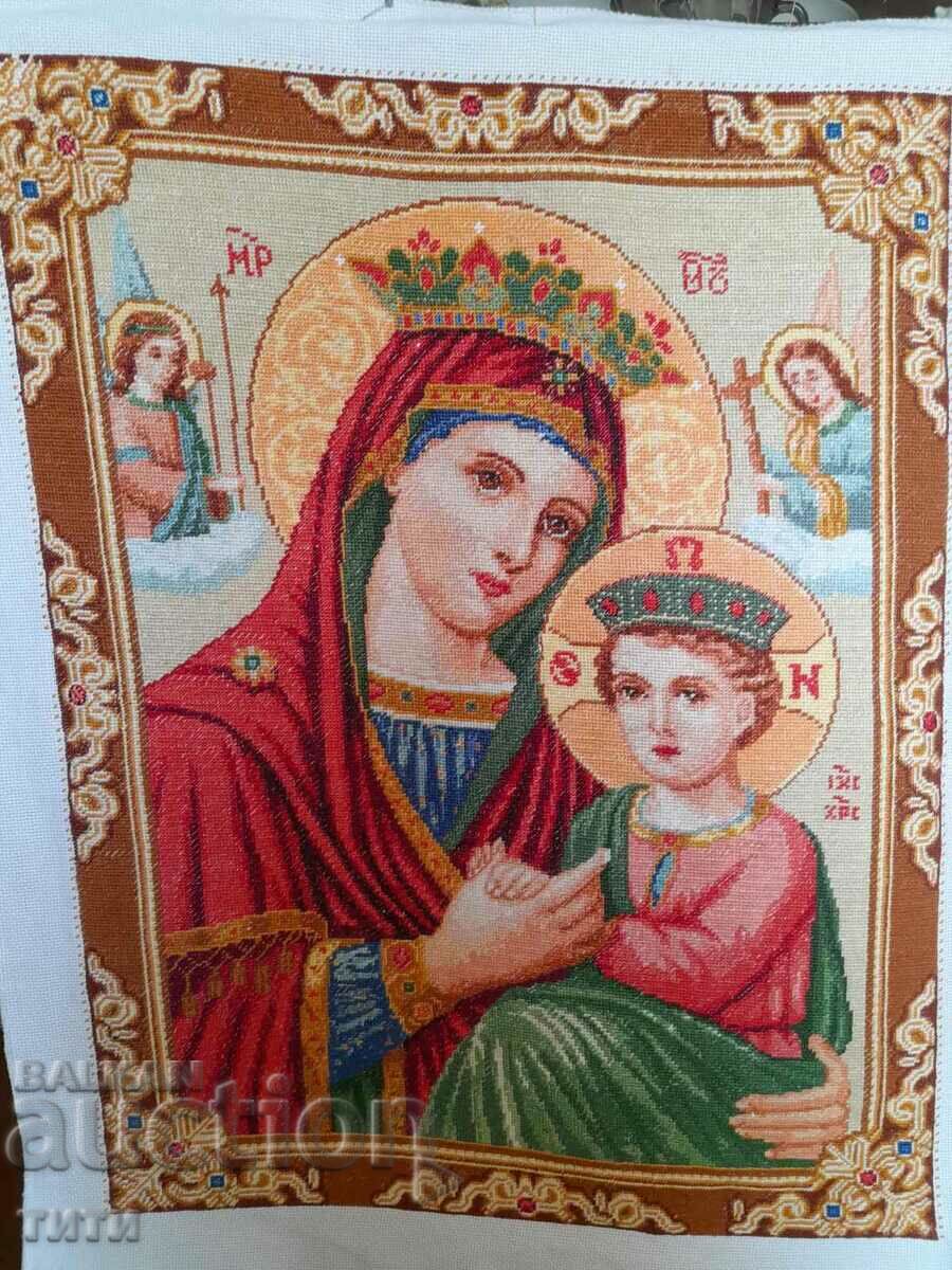 Large tapestry Virgin and Child DMC threads - 45cm x 60cm