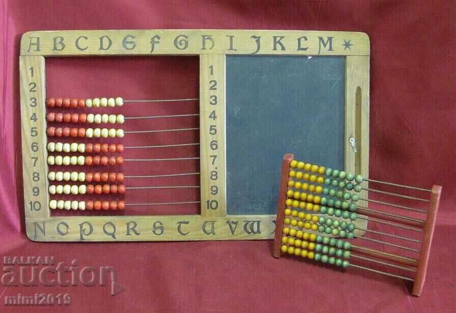 19th century 2 pcs. Wooden Abacus and Writing Board