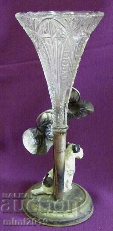 20s Art Deco Crystal Vase with Metal Base and Figurine with price 150.00 BGN | € 76.69 20s Art Deco Crystal Vase with Metal Base and Figurine with price 150.00 BGN | € 76.69