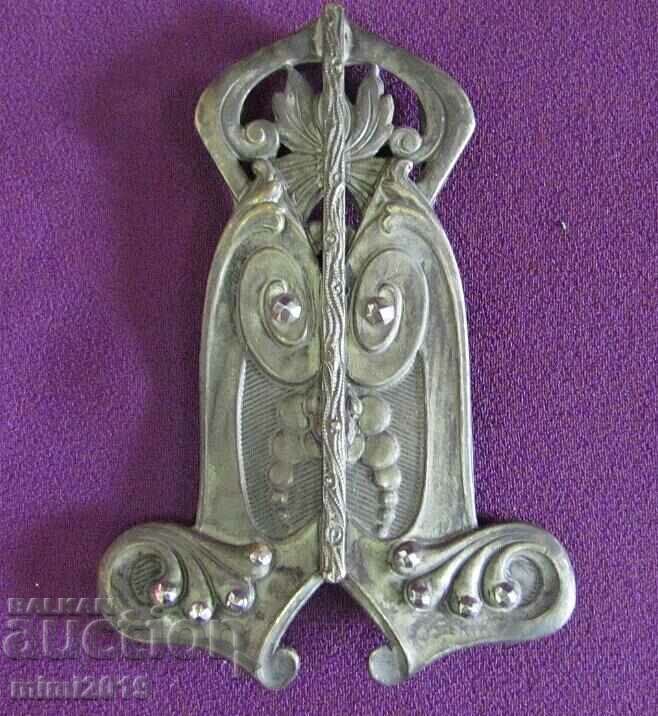 Art Nouveau Metal Silver Plated Bronze Belt Buckle