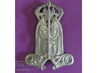 Cataramă de curea din bronz placat cu argint din metal art nouveau