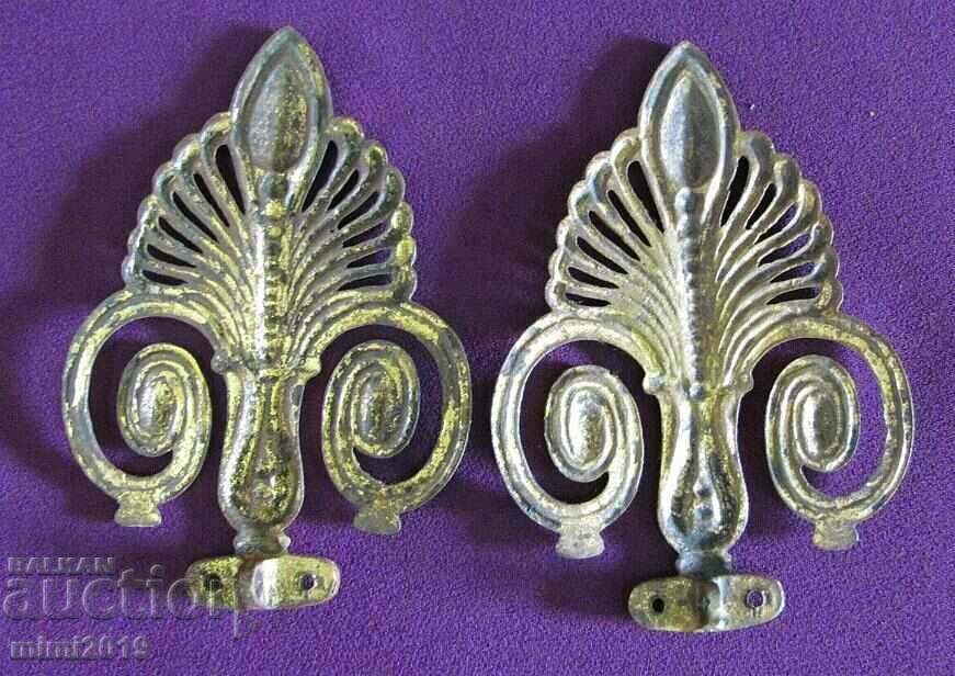 Art Nouveau Bronze Silver Plated Elements for Decoration 2 pcs. - 5 Art Nouveau Bronze Silver Plated Elements for Decoration 2 pcs. - 5