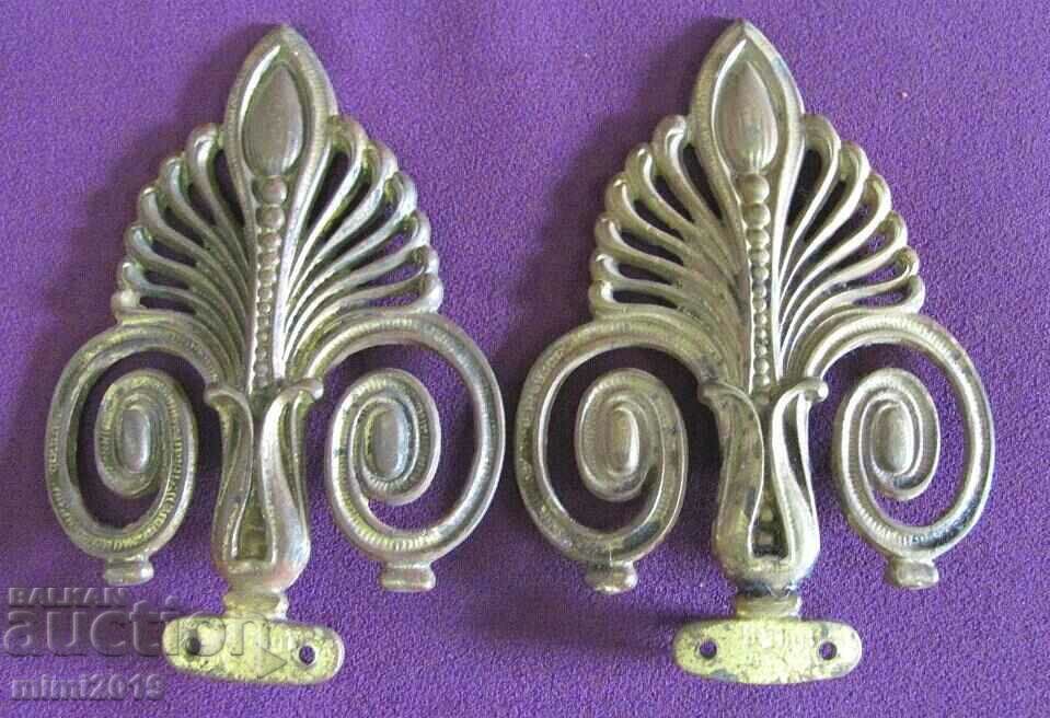 Art Nouveau Bronze Silver Plated Elements for Decoration 2 pcs. - 6 Art Nouveau Bronze Silver Plated Elements for Decoration 2 pcs. - 6